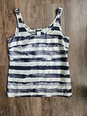 J.crew 100% silk blue white striped women's tank top sleeveless size 0